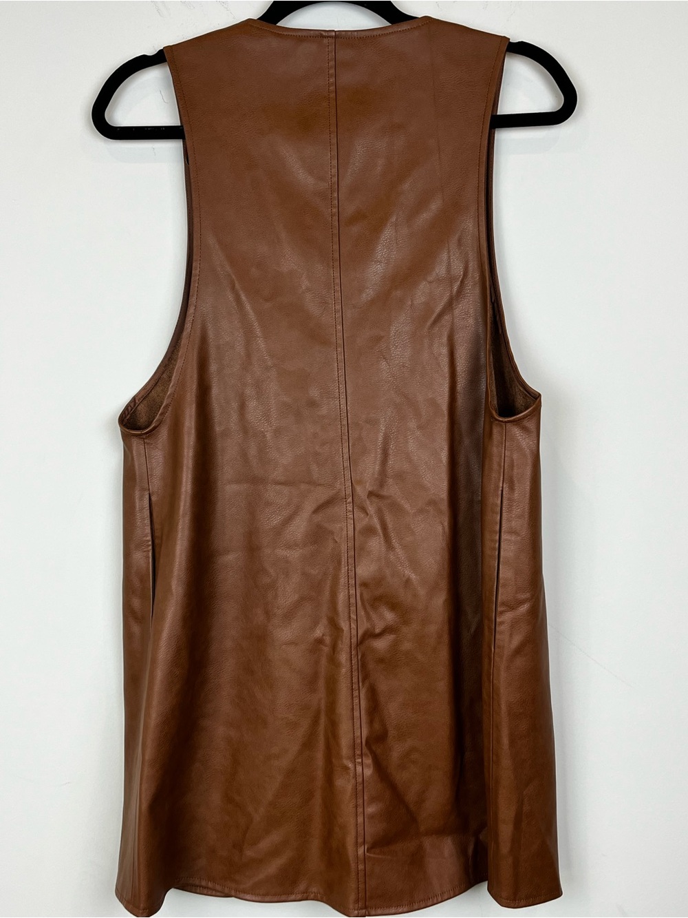 Zara Brown Faux Leather Button-Front Vest Pinafore Dress Size XS - Picture 5 of 15